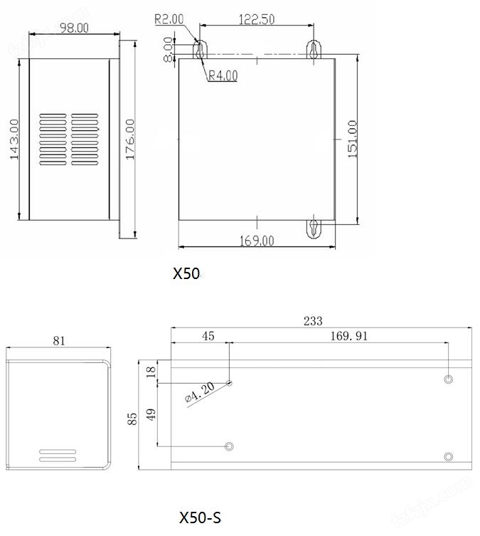X系列-绣花机专用CO2激光电源外形尺寸